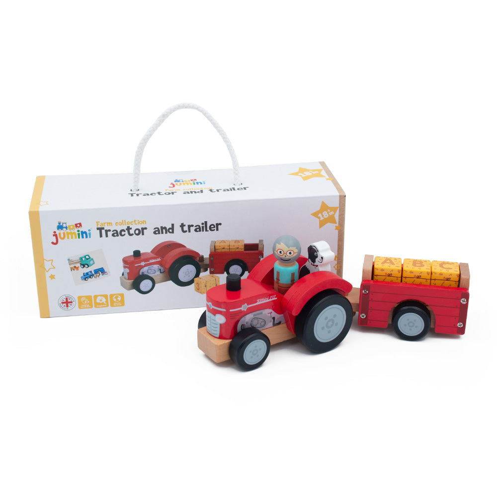 Wooden Tractor and Trailer Play Set