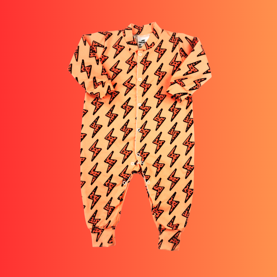 kids orange bowie lightning bolt sleepsuit